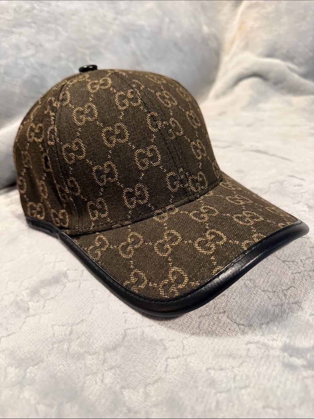 Gucci Brown GG Canvas Baseball Cap with Black Trim